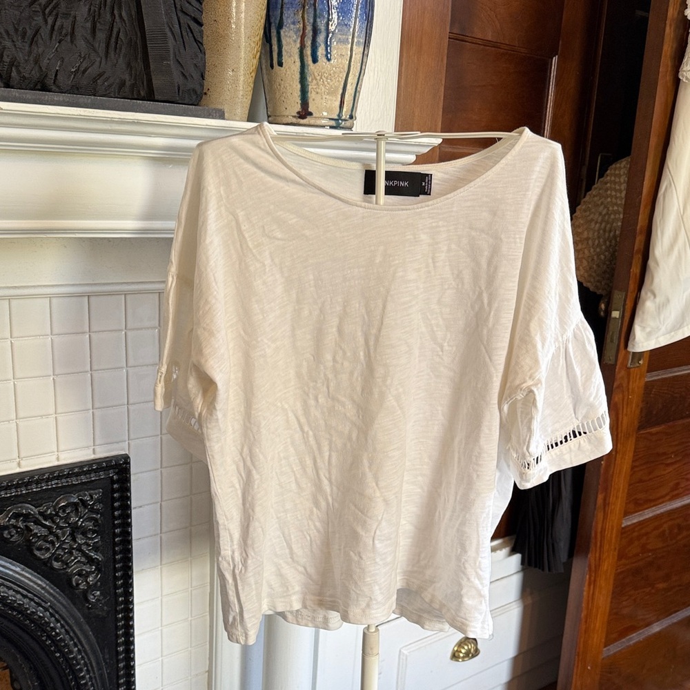 MINKPINK ivory Short Sleeve Tee- worn about 2-3x